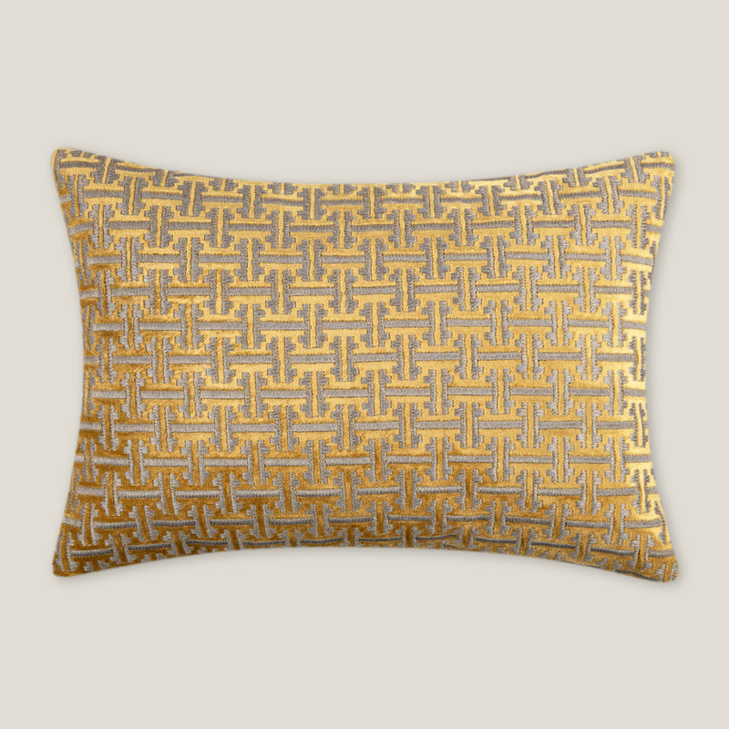Maze Yellow Velvet Cushion Cover