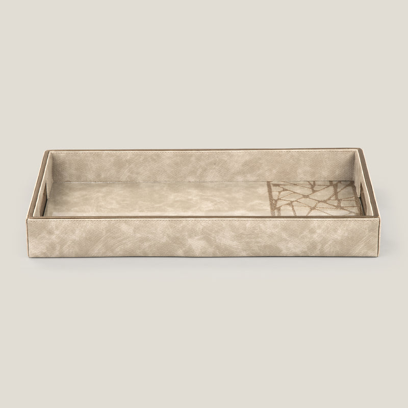 Geometric Off White Textured Serving Tray