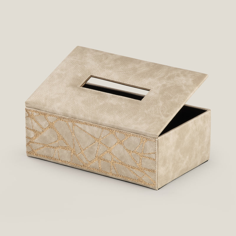 Geometric Off White Tissue Box