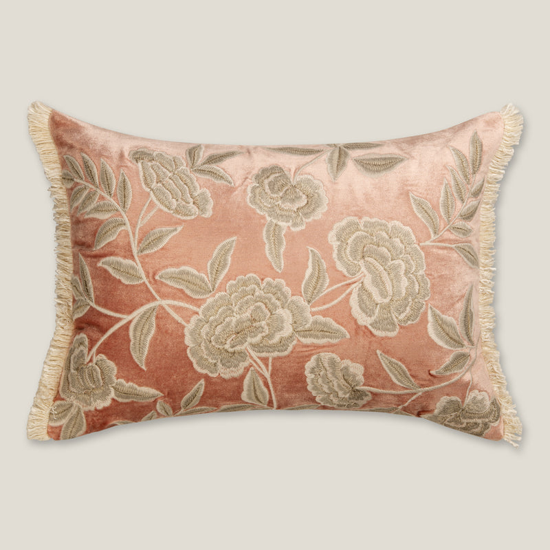 Floral Pink Velvet Cushion Cover