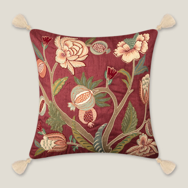 Miray Red Poly Jacquard Cushion Cover