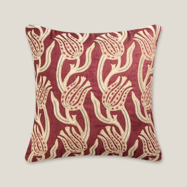 Pembe Red Poly Jacquard Cushion Cover
