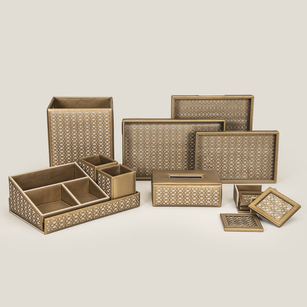 Zahavi Gold & Beige Desk Set