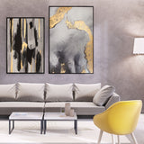 Auro Grey & Gold Framed Canvas