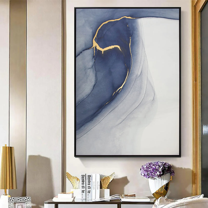 Lavo Blue & Gold Framed Canvas